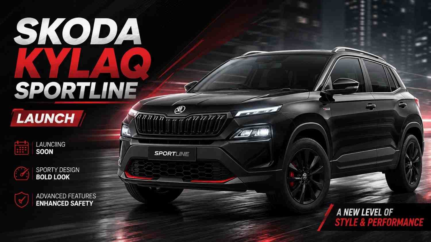 Skoda Kylaq Sportline Launch ---create a featured image for blog posting 16:9